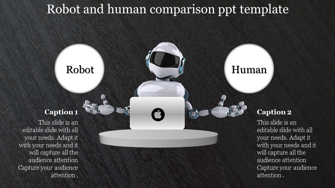 comparison ppt template-Robot and human comparison ppt template